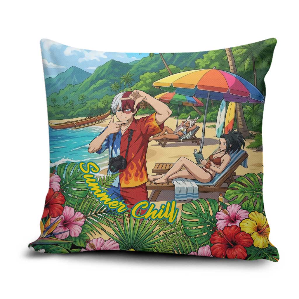 Shoto Todoroki Summer Chill Pillow Cover Tropical Anime Leisure Scene