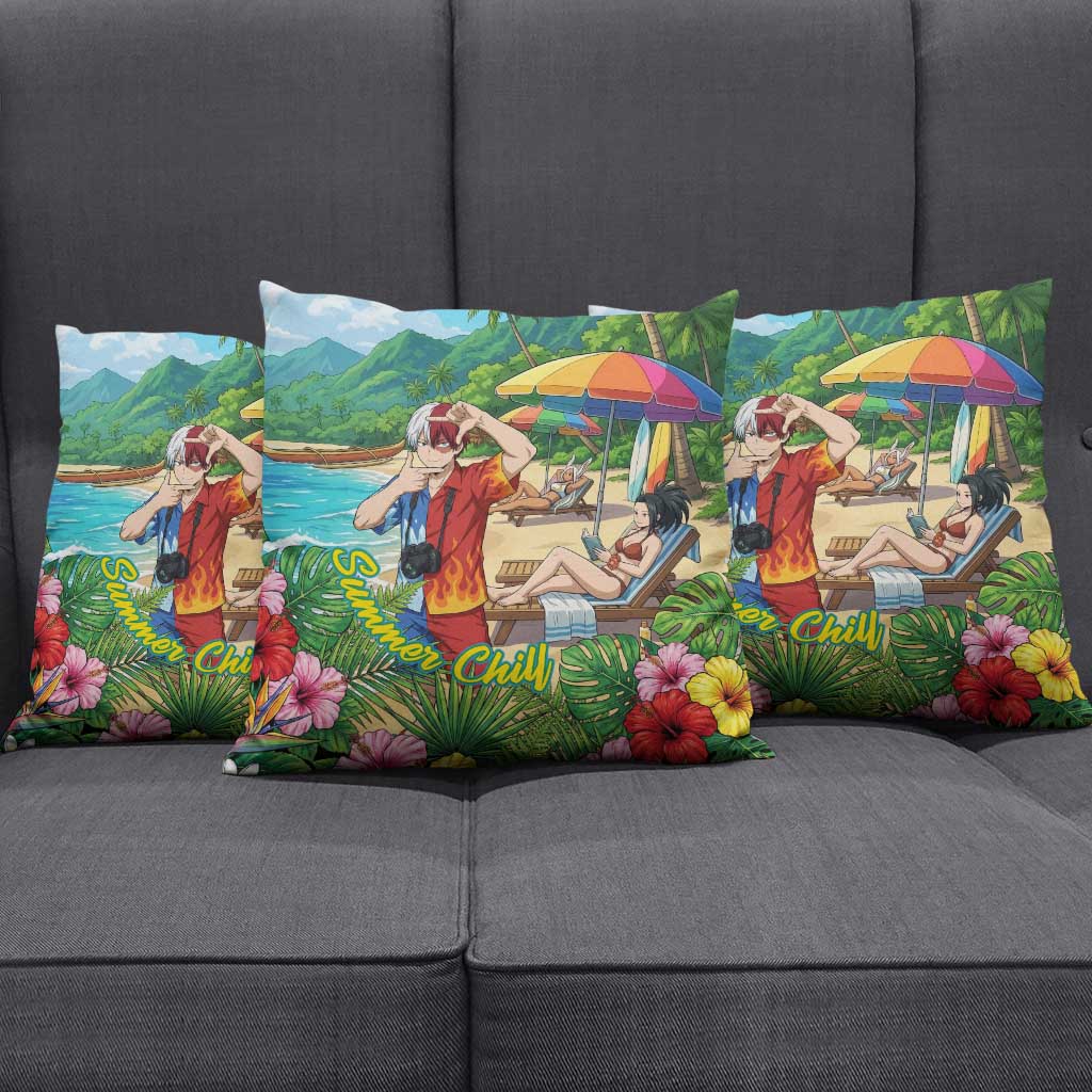 Shoto Todoroki Summer Chill Pillow Cover Tropical Anime Leisure Scene
