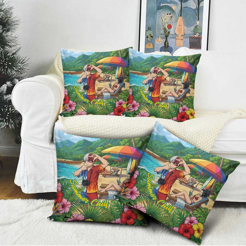 Shoto Todoroki Summer Chill Pillow Cover Tropical Anime Leisure Scene
