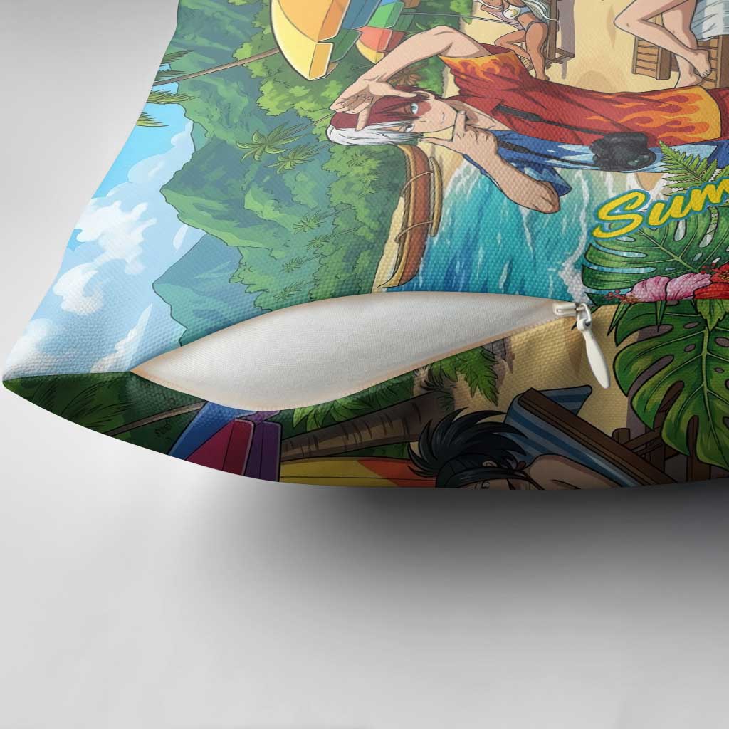 Shoto Todoroki Summer Chill Pillow Cover Tropical Anime Leisure Scene