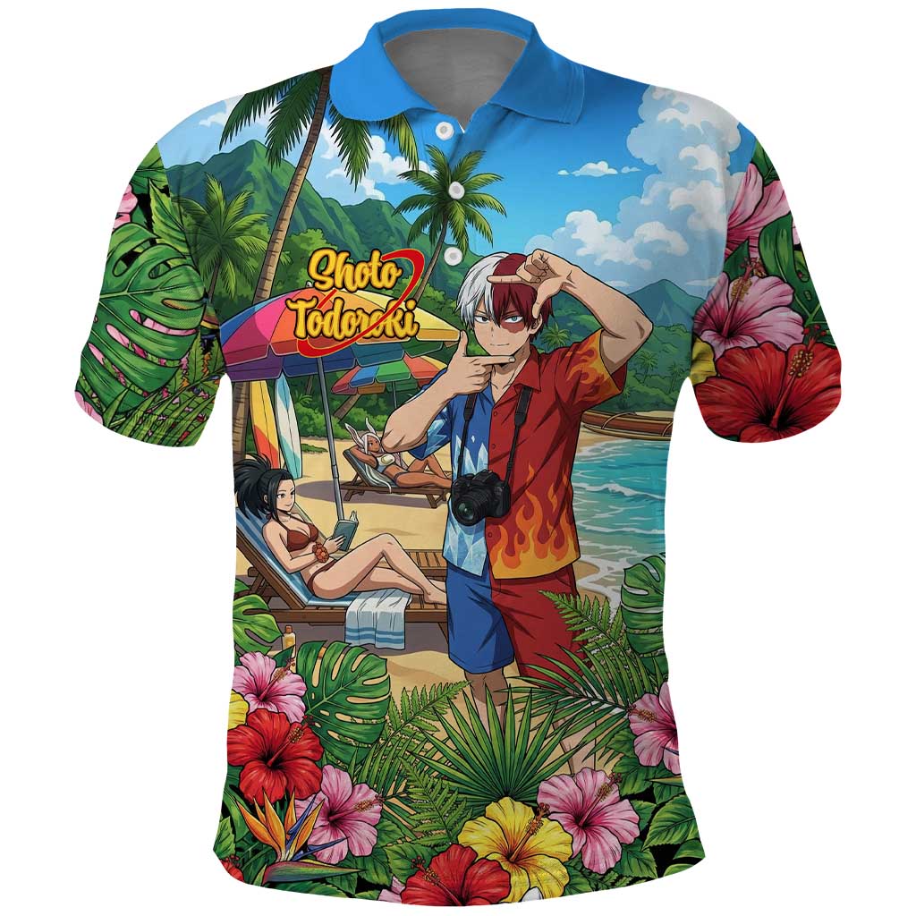 Shoto Todoroki Summer Chill Polo Shirt Tropical Anime Leisure Scene