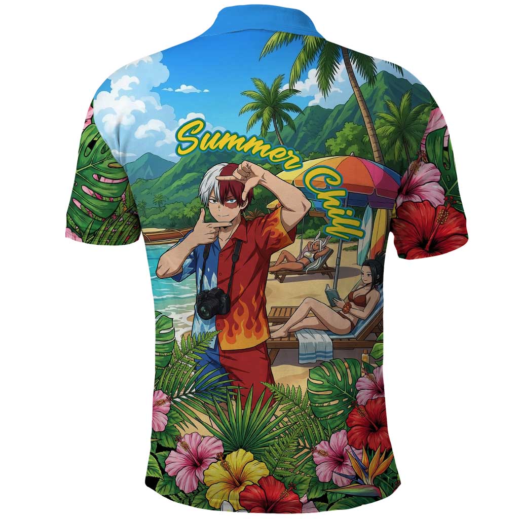 Shoto Todoroki Summer Chill Polo Shirt Tropical Anime Leisure Scene