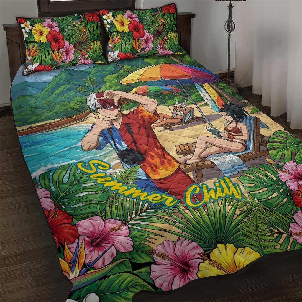 Shoto Todoroki Summer Chill Quilt Bed Set Tropical Anime Leisure Scene