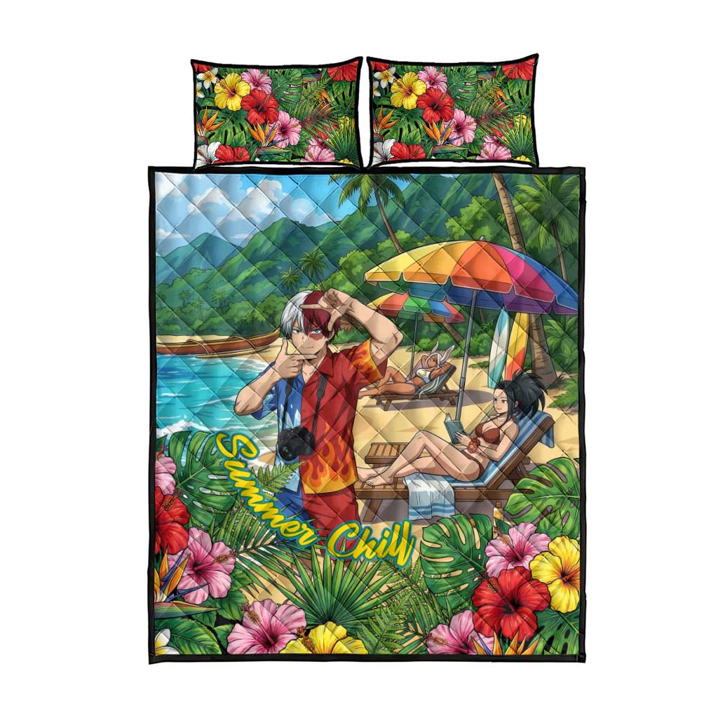 Shoto Todoroki Summer Chill Quilt Bed Set Tropical Anime Leisure Scene