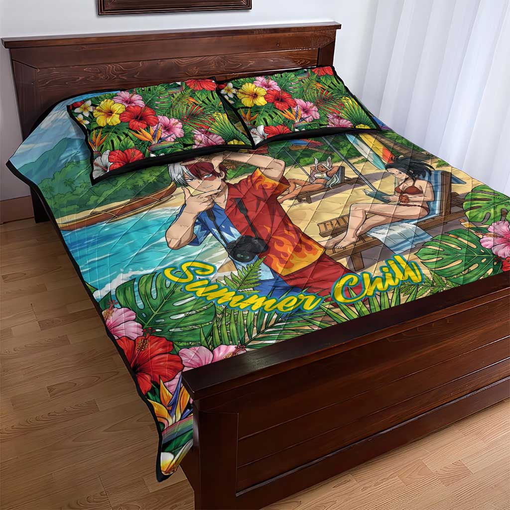 Shoto Todoroki Summer Chill Quilt Bed Set Tropical Anime Leisure Scene