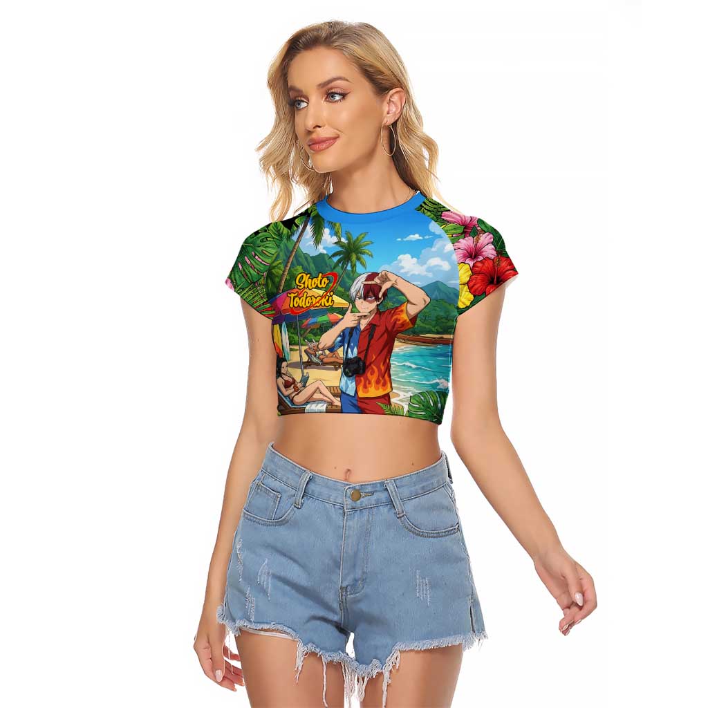 Shoto Todoroki Summer Chill Raglan Cropped T Shirt Tropical Anime Leisure Scene