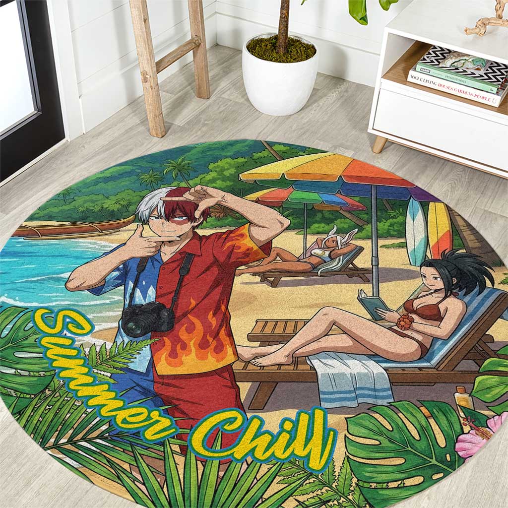 Shoto Todoroki Summer Chill Round Carpet Tropical Anime Leisure Scene