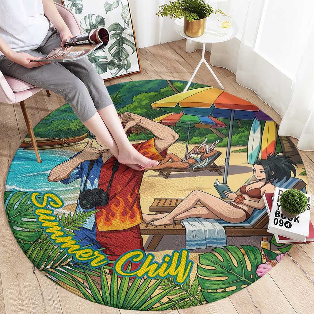 Shoto Todoroki Summer Chill Round Carpet Tropical Anime Leisure Scene