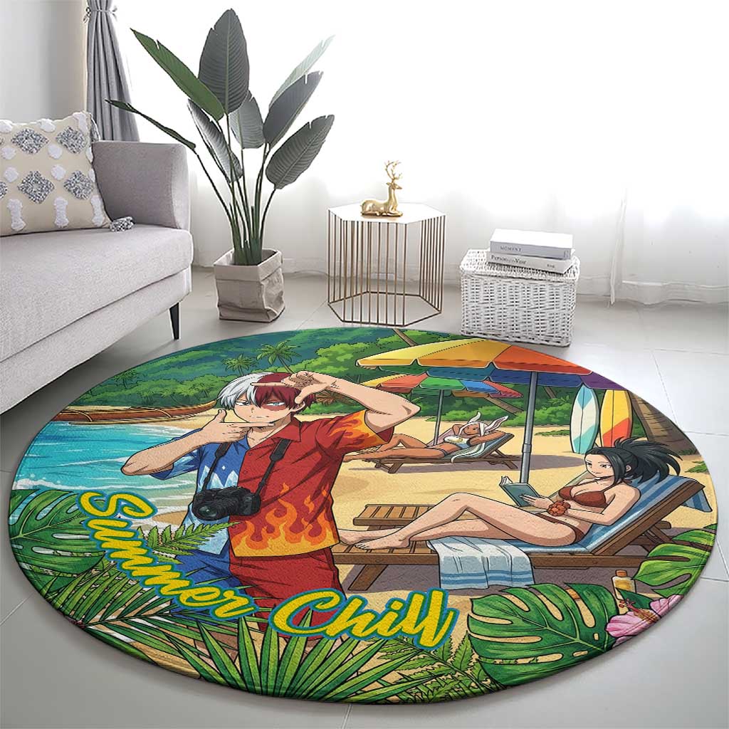 Shoto Todoroki Summer Chill Round Carpet Tropical Anime Leisure Scene