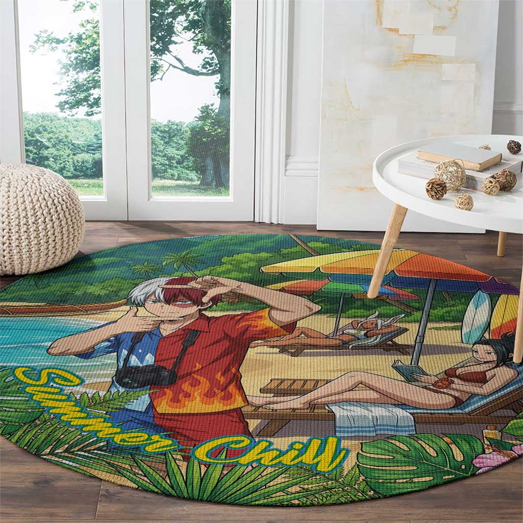Shoto Todoroki Summer Chill Round Carpet Tropical Anime Leisure Scene