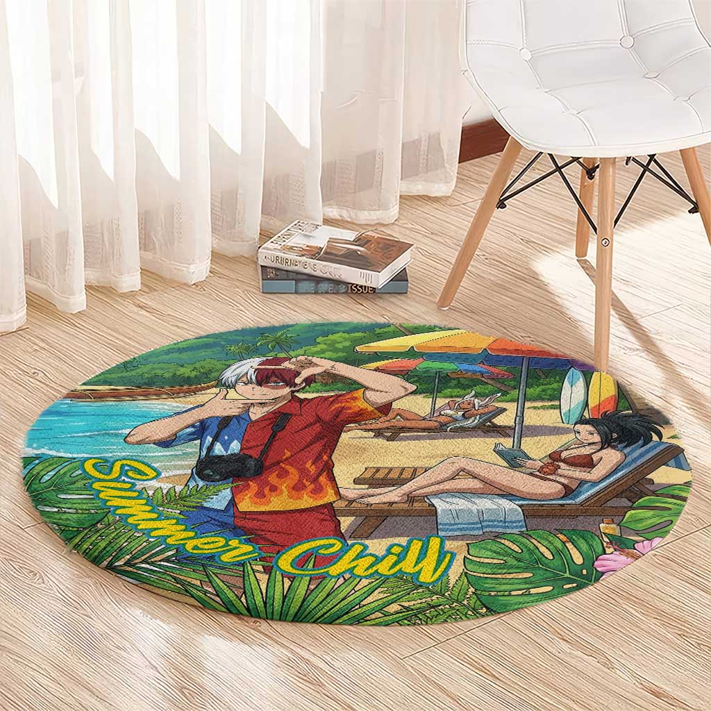Shoto Todoroki Summer Chill Round Carpet Tropical Anime Leisure Scene