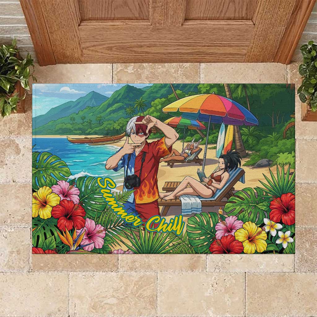Shoto Todoroki Summer Chill Rubber Doormat Tropical Anime Leisure Scene