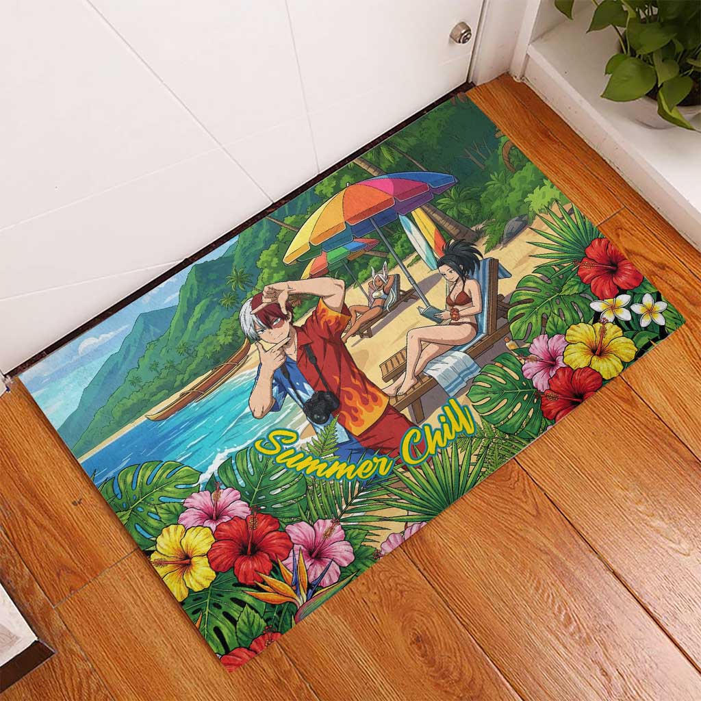 Shoto Todoroki Summer Chill Rubber Doormat Tropical Anime Leisure Scene