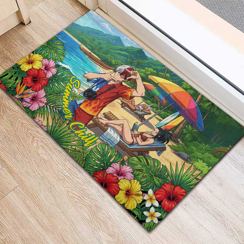 Shoto Todoroki Summer Chill Rubber Doormat Tropical Anime Leisure Scene