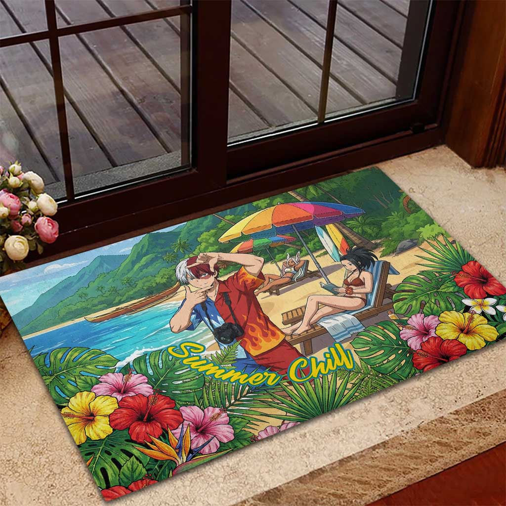 Shoto Todoroki Summer Chill Rubber Doormat Tropical Anime Leisure Scene