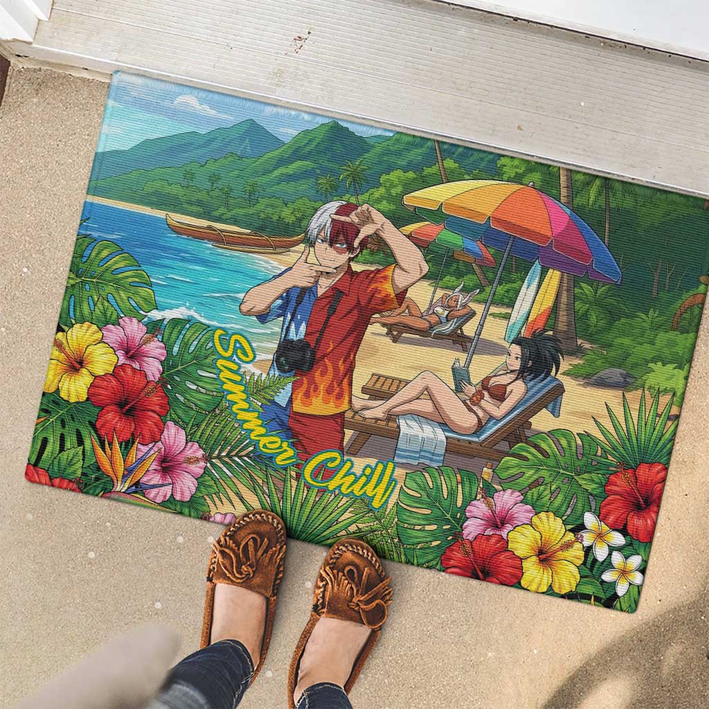 Shoto Todoroki Summer Chill Rubber Doormat Tropical Anime Leisure Scene