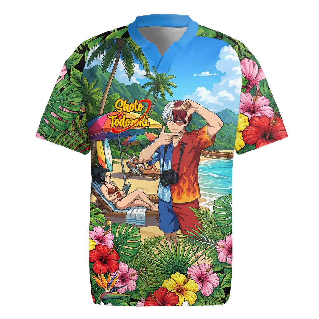 Shoto Todoroki Summer Chill Rugby Jersey Tropical Anime Leisure Scene