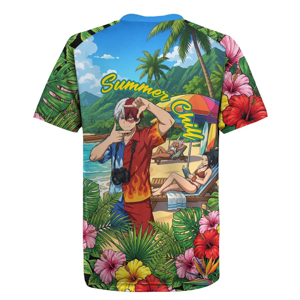 Shoto Todoroki Summer Chill Rugby Jersey Tropical Anime Leisure Scene