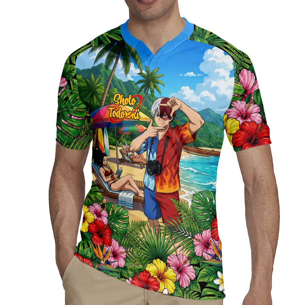 Shoto Todoroki Summer Chill Rugby Jersey Tropical Anime Leisure Scene