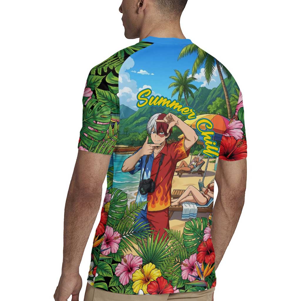 Shoto Todoroki Summer Chill Rugby Jersey Tropical Anime Leisure Scene
