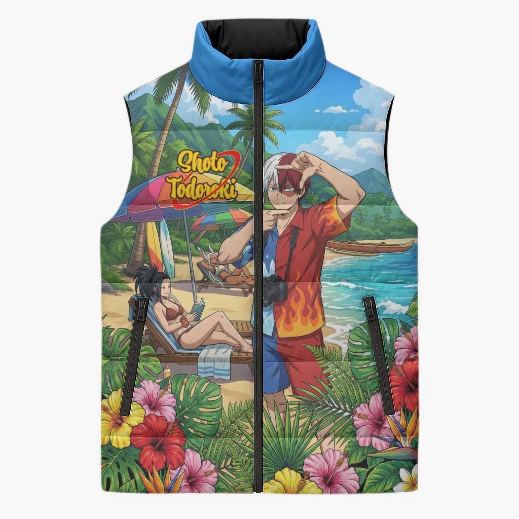 Shoto Todoroki Summer Chill Sleeveless Puffer Jacket Tropical Anime Leisure Scene
