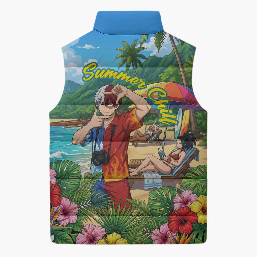 Shoto Todoroki Summer Chill Sleeveless Puffer Jacket Tropical Anime Leisure Scene
