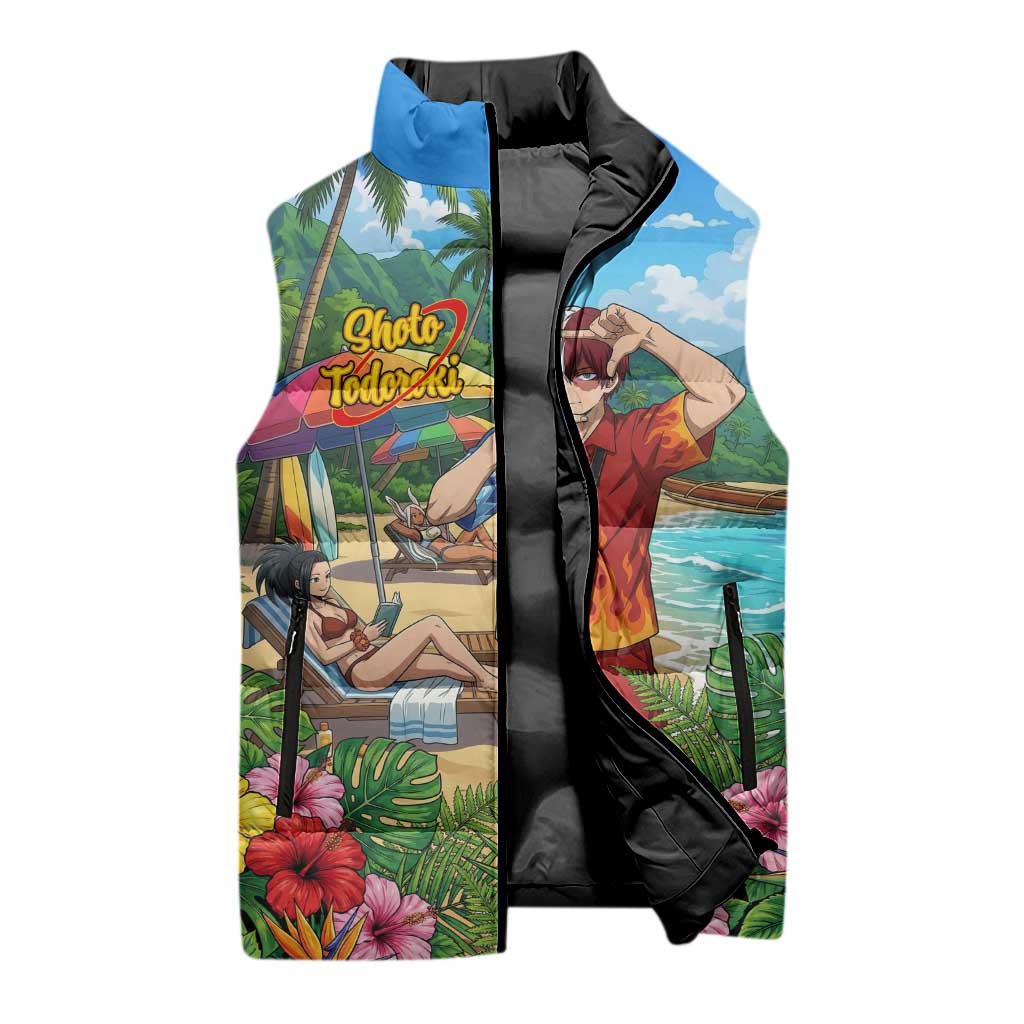 Shoto Todoroki Summer Chill Sleeveless Puffer Jacket Tropical Anime Leisure Scene