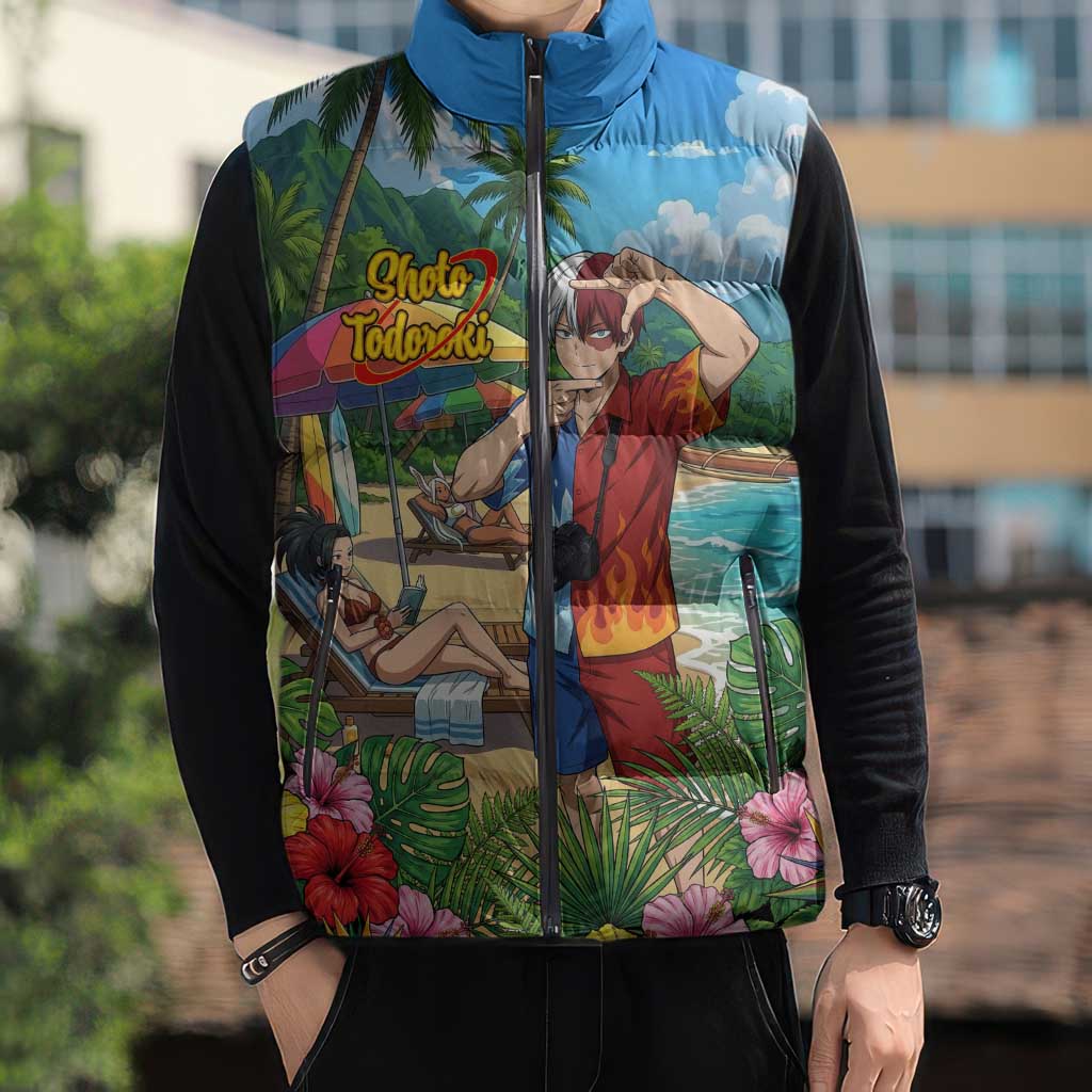 Shoto Todoroki Summer Chill Sleeveless Puffer Jacket Tropical Anime Leisure Scene