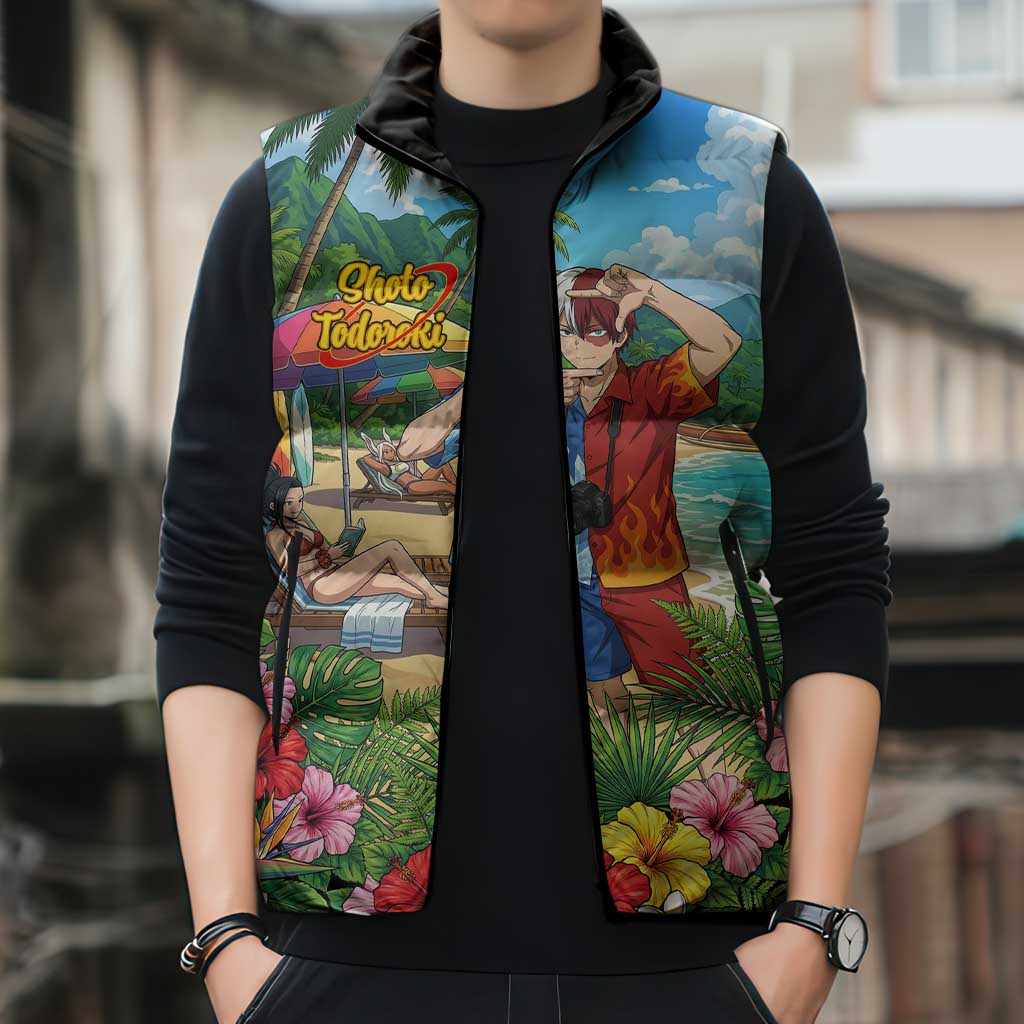 Shoto Todoroki Summer Chill Sleeveless Puffer Jacket Tropical Anime Leisure Scene