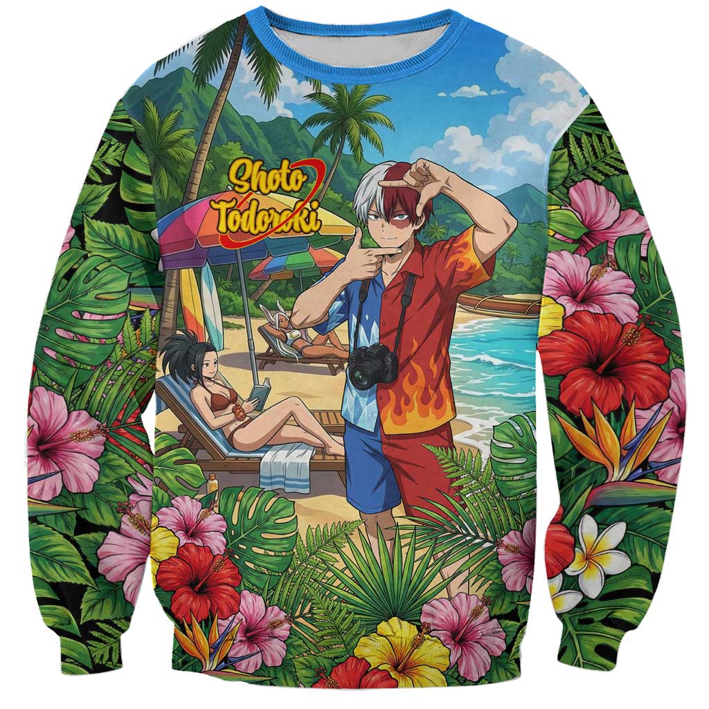 Shoto Todoroki Summer Chill Sweatshirt Tropical Anime Leisure Scene