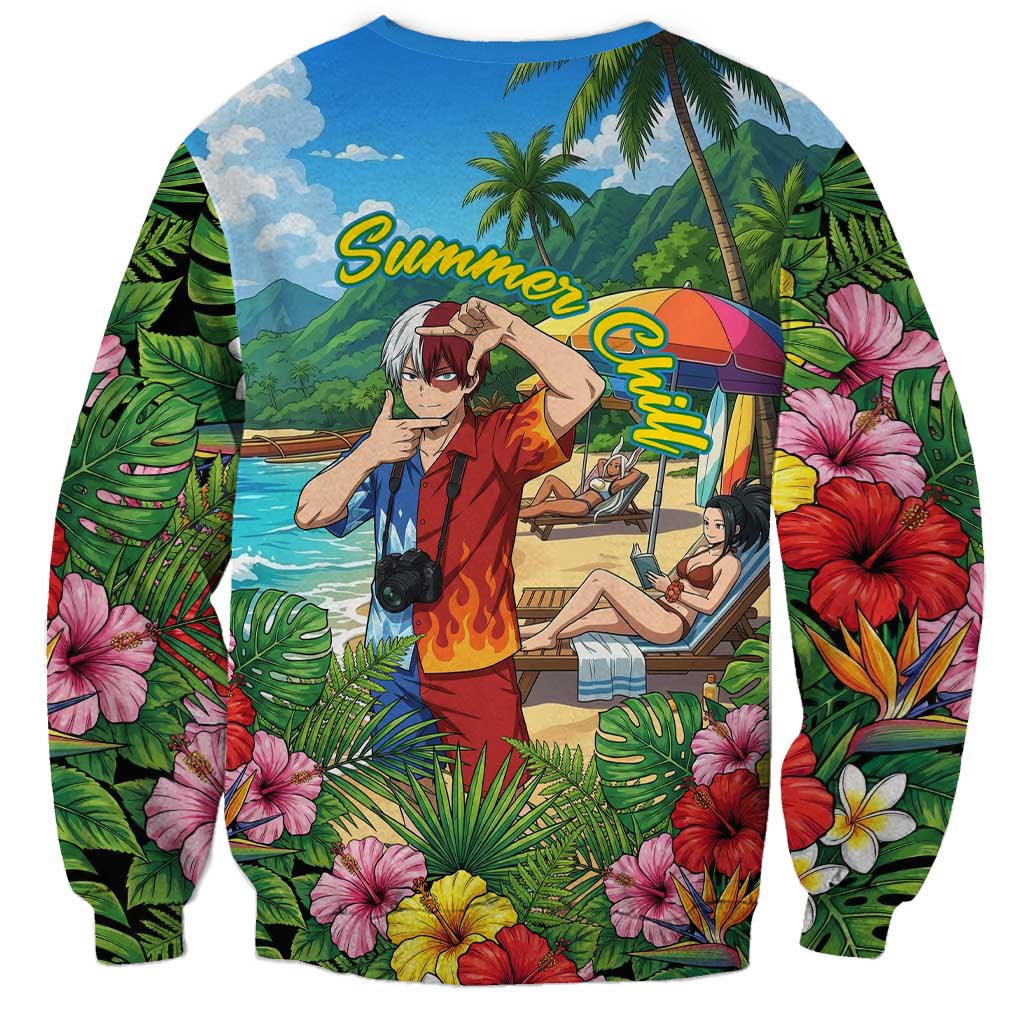 Shoto Todoroki Summer Chill Sweatshirt Tropical Anime Leisure Scene