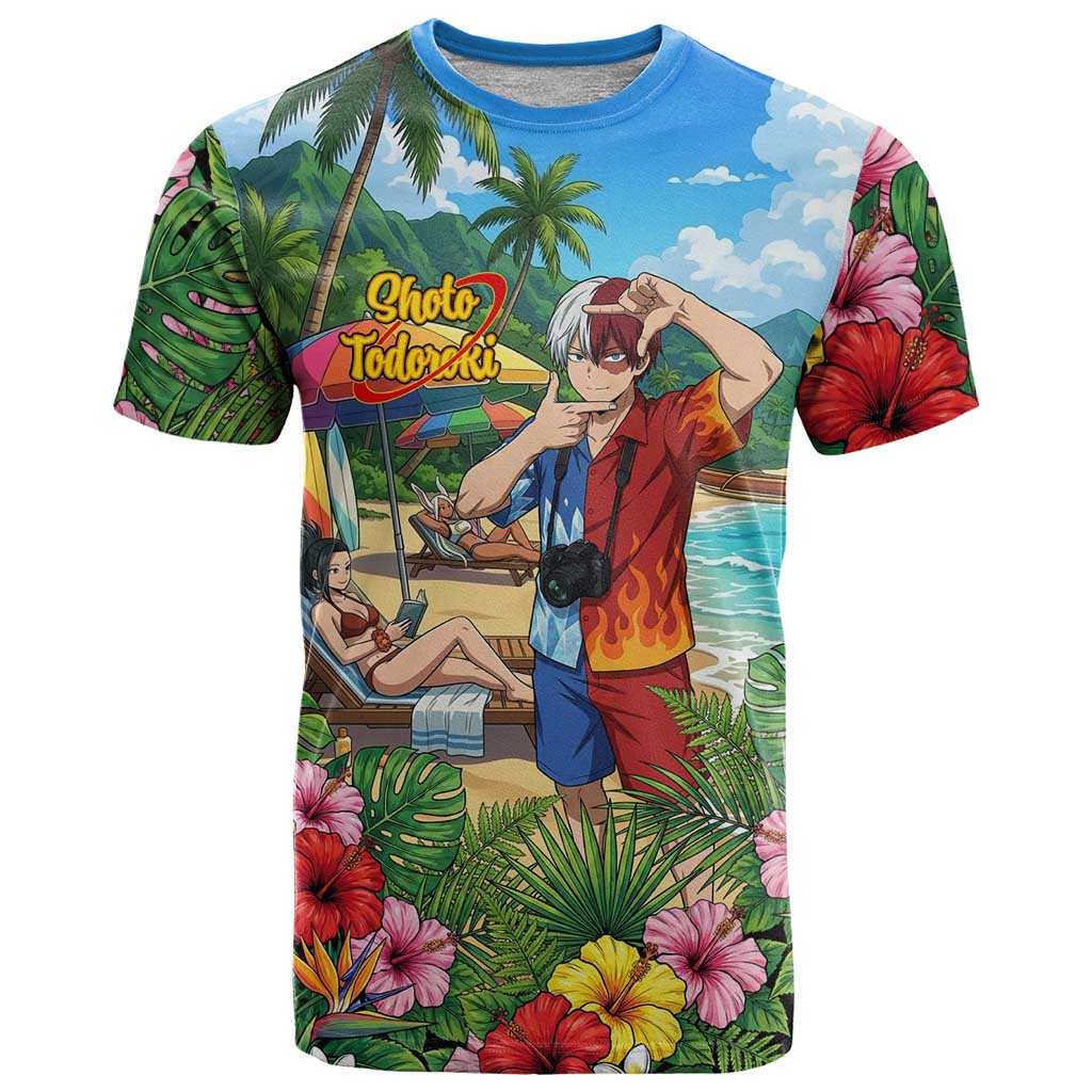Shoto Todoroki Summer Chill T Shirt Tropical Anime Leisure Scene