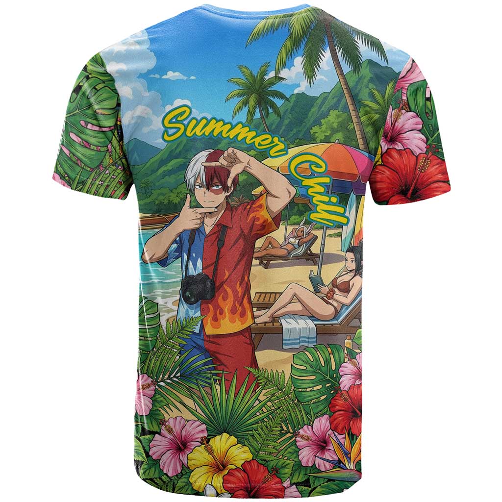 Shoto Todoroki Summer Chill T Shirt Tropical Anime Leisure Scene