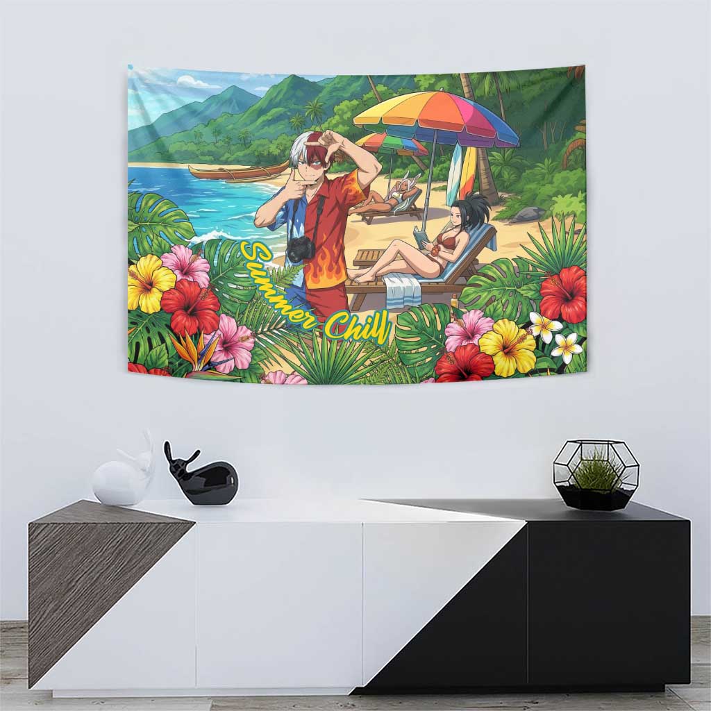 Shoto Todoroki Summer Chill Tapestry Tropical Anime Leisure Scene