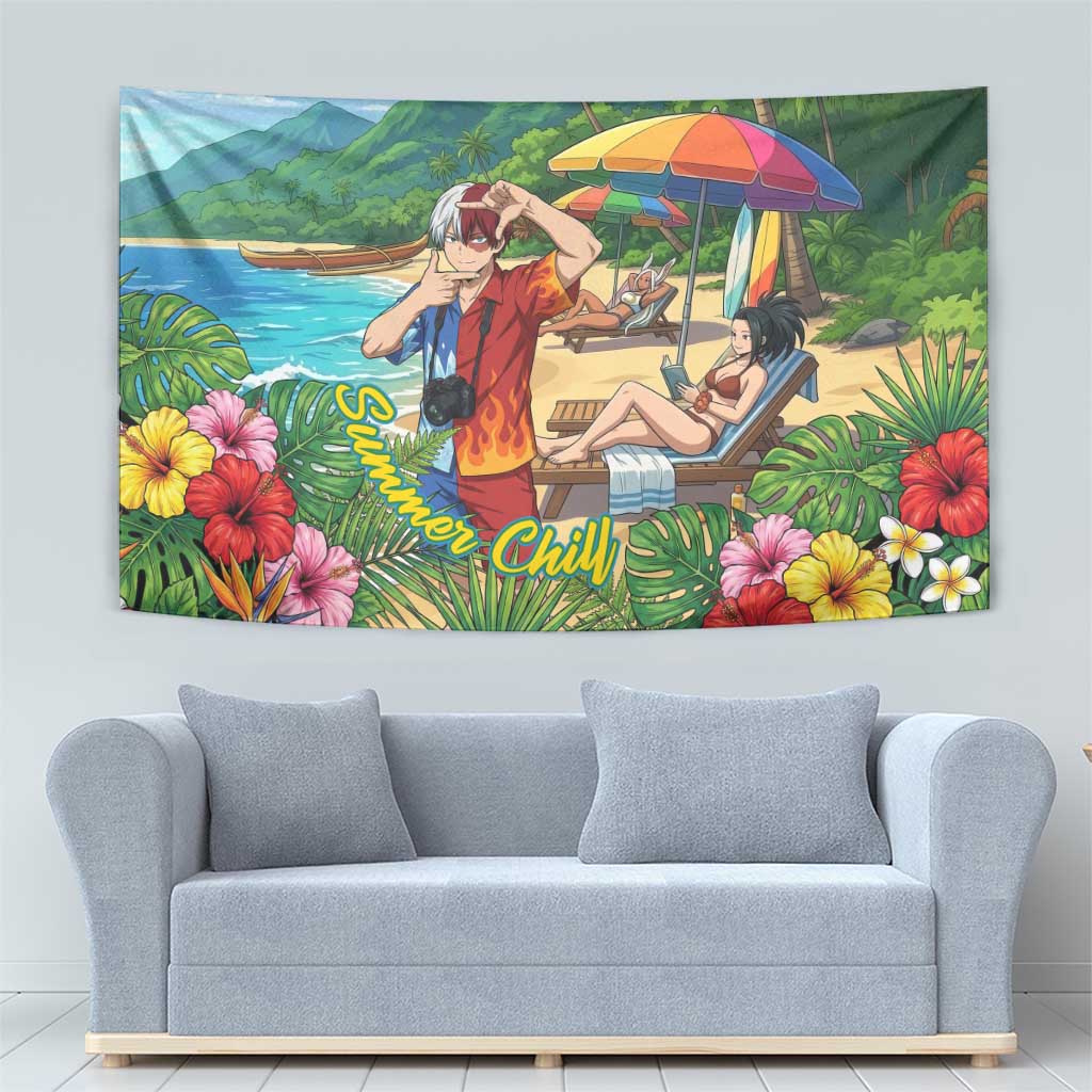 Shoto Todoroki Summer Chill Tapestry Tropical Anime Leisure Scene
