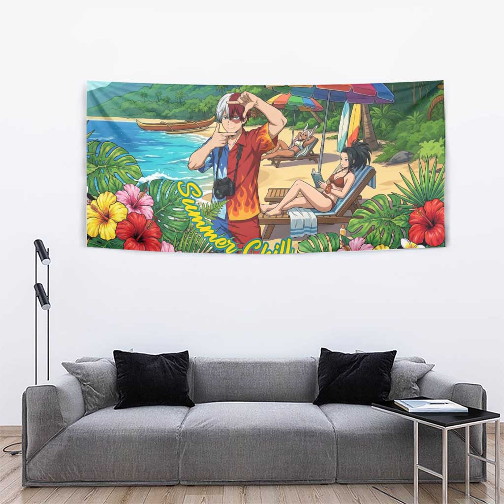 Shoto Todoroki Summer Chill Tapestry Tropical Anime Leisure Scene