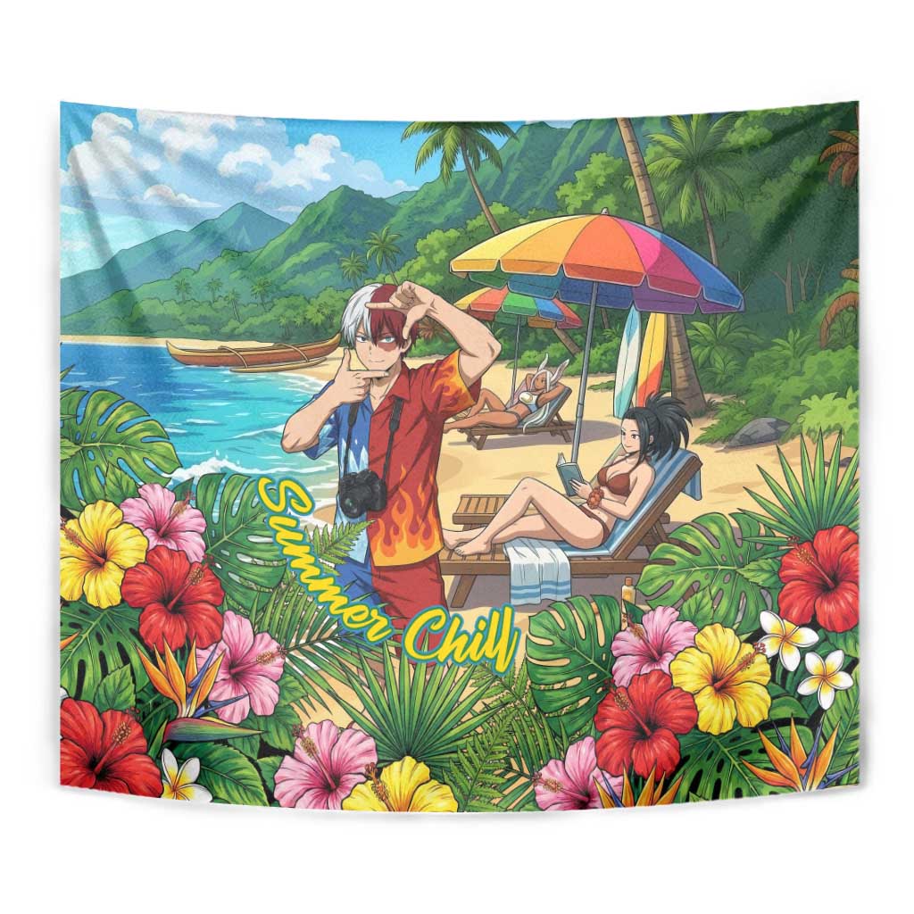 Shoto Todoroki Summer Chill Tapestry Tropical Anime Leisure Scene
