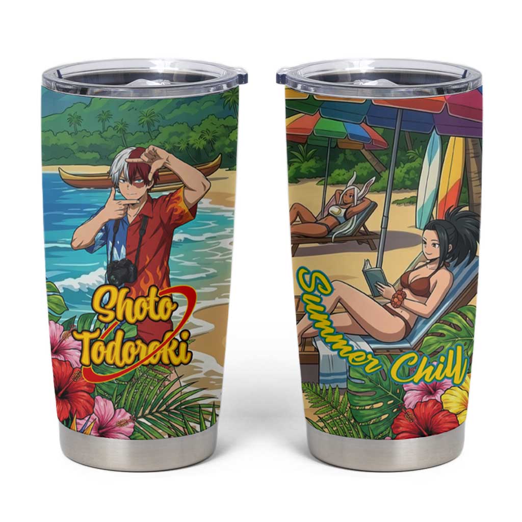 Shoto Todoroki Summer Chill Tumbler Cup Tropical Anime Leisure Scene