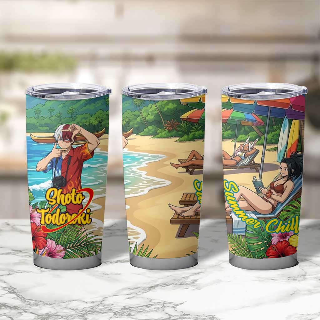Shoto Todoroki Summer Chill Tumbler Cup Tropical Anime Leisure Scene