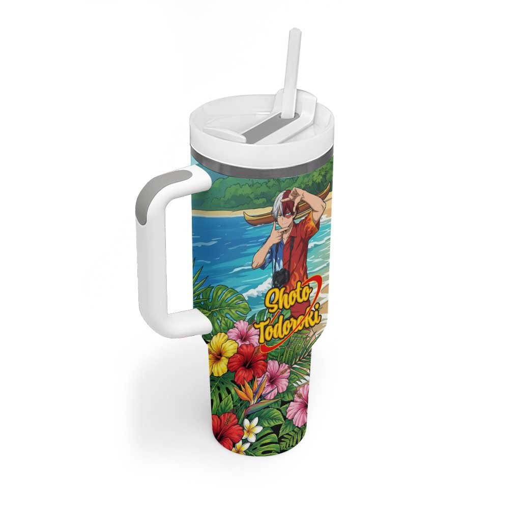 Shoto Todoroki Summer Chill Tumbler With Handle Tropical Anime Leisure Scene