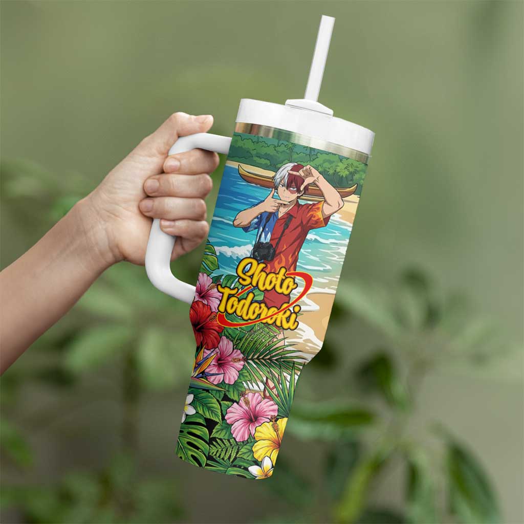 Shoto Todoroki Summer Chill Tumbler With Handle Tropical Anime Leisure Scene