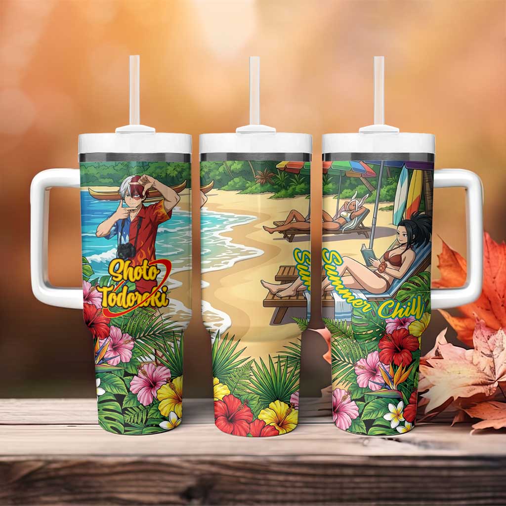 Shoto Todoroki Summer Chill Tumbler With Handle Tropical Anime Leisure Scene
