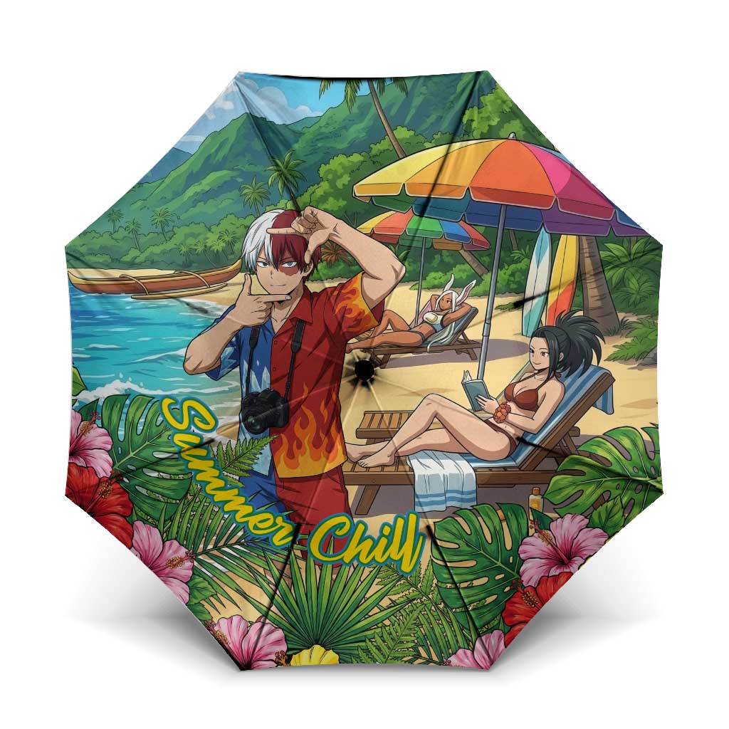 Shoto Todoroki Summer Chill Umbrella Tropical Anime Leisure Scene