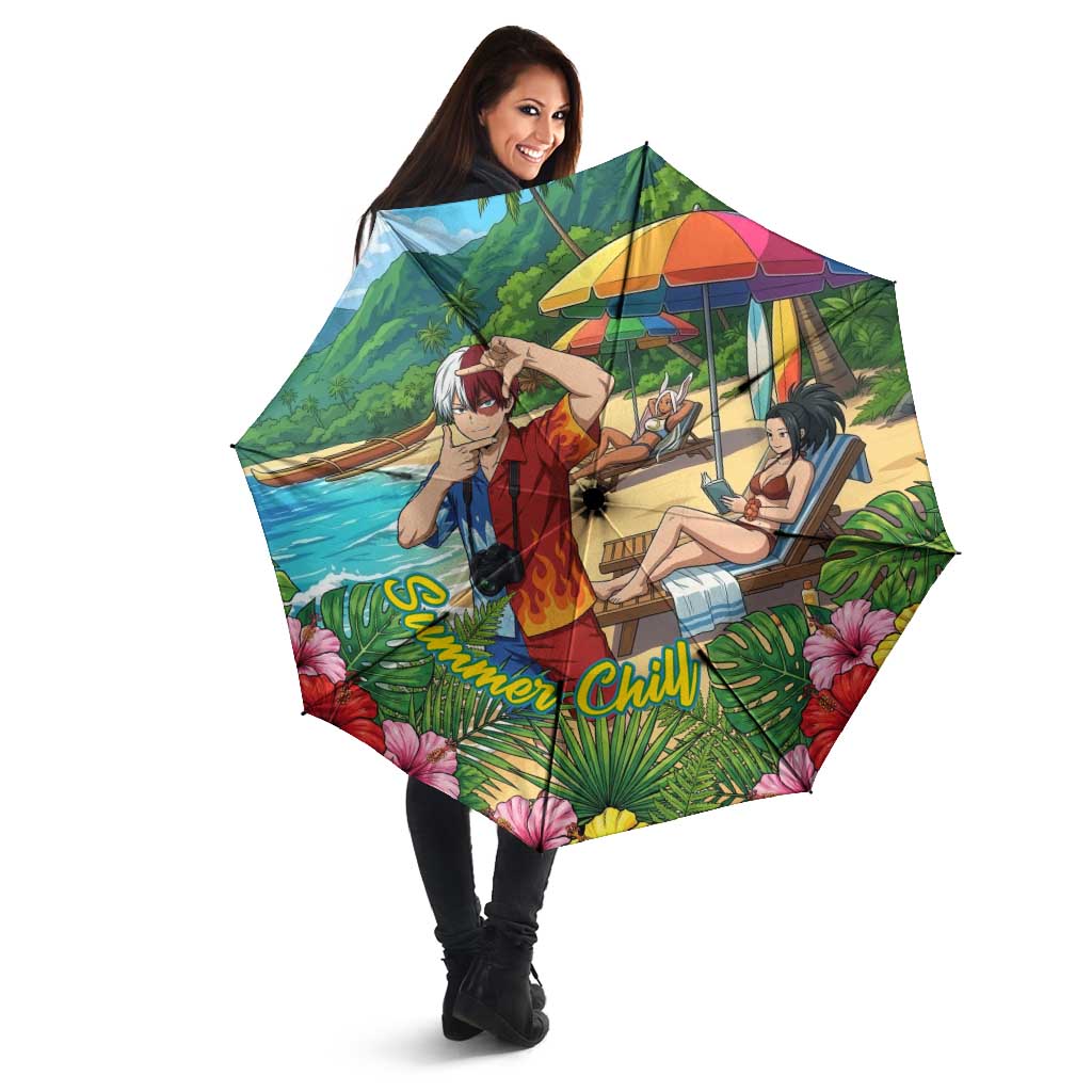Shoto Todoroki Summer Chill Umbrella Tropical Anime Leisure Scene