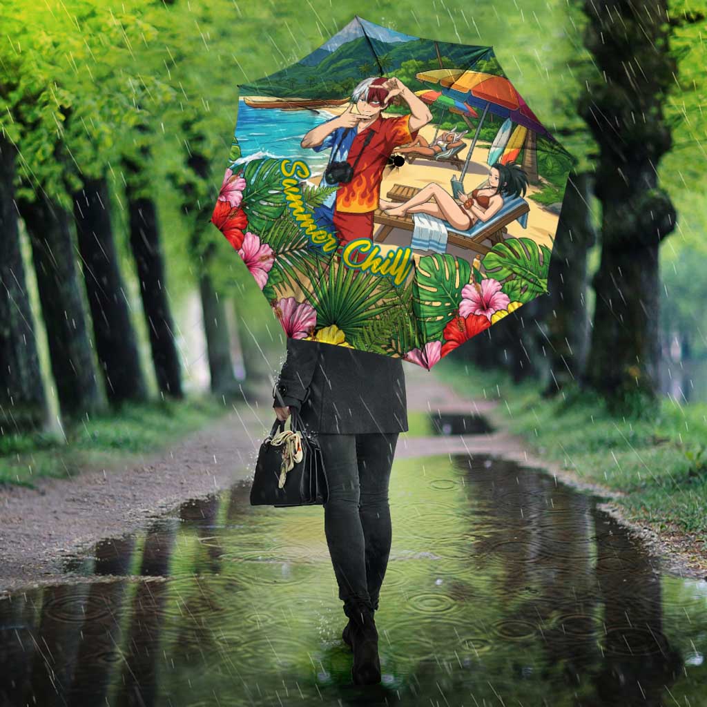 Shoto Todoroki Summer Chill Umbrella Tropical Anime Leisure Scene