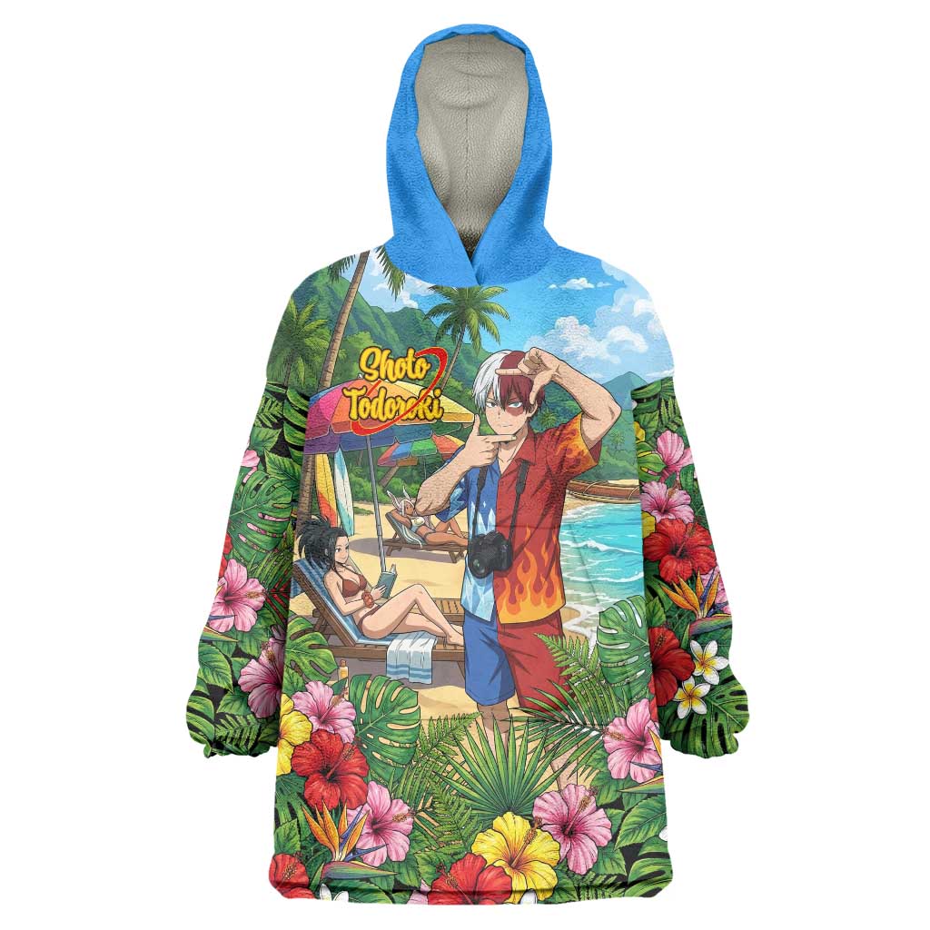 Shoto Todoroki Summer Chill Wearable Blanket Hoodie Tropical Anime Leisure Scene