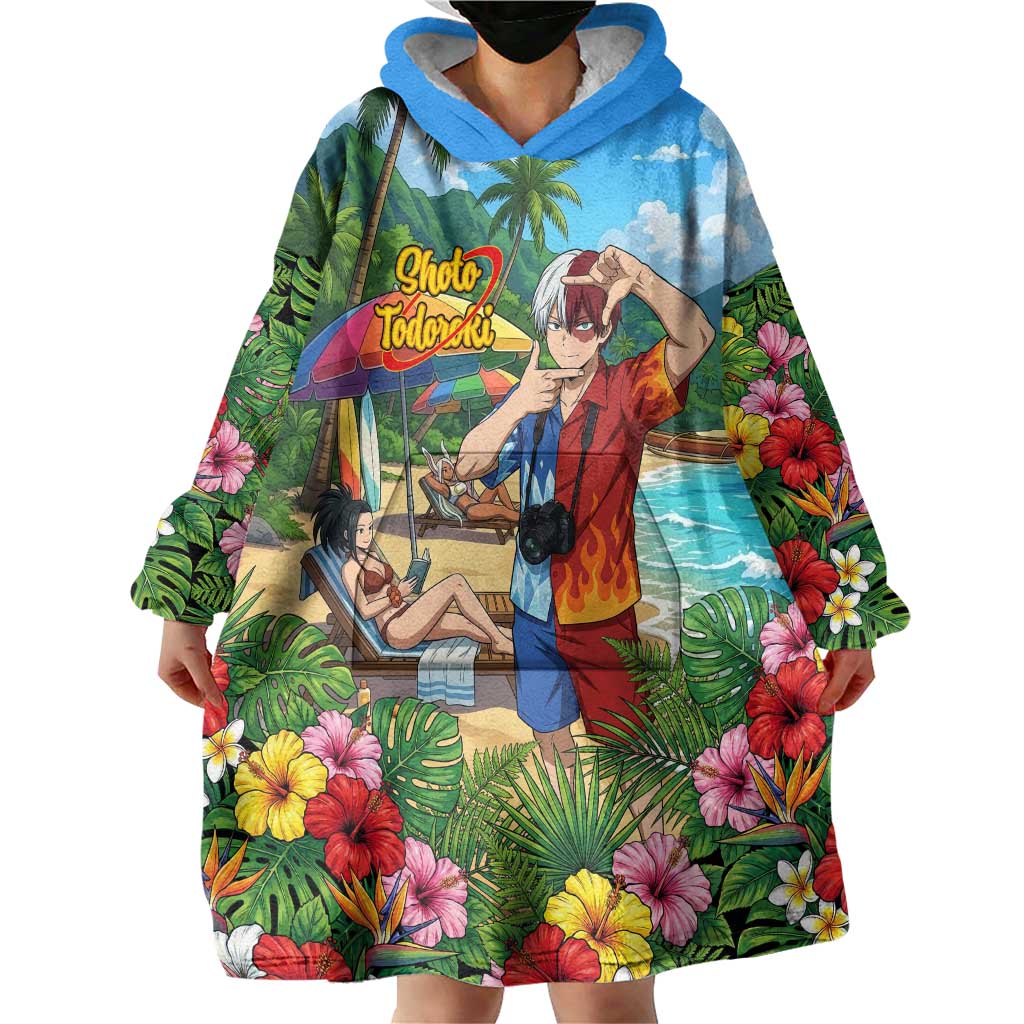 Shoto Todoroki Summer Chill Wearable Blanket Hoodie Tropical Anime Leisure Scene