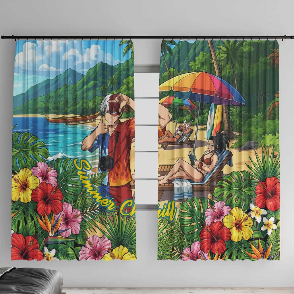 Shoto Todoroki Summer Chill Window Curtain Tropical Anime Leisure Scene