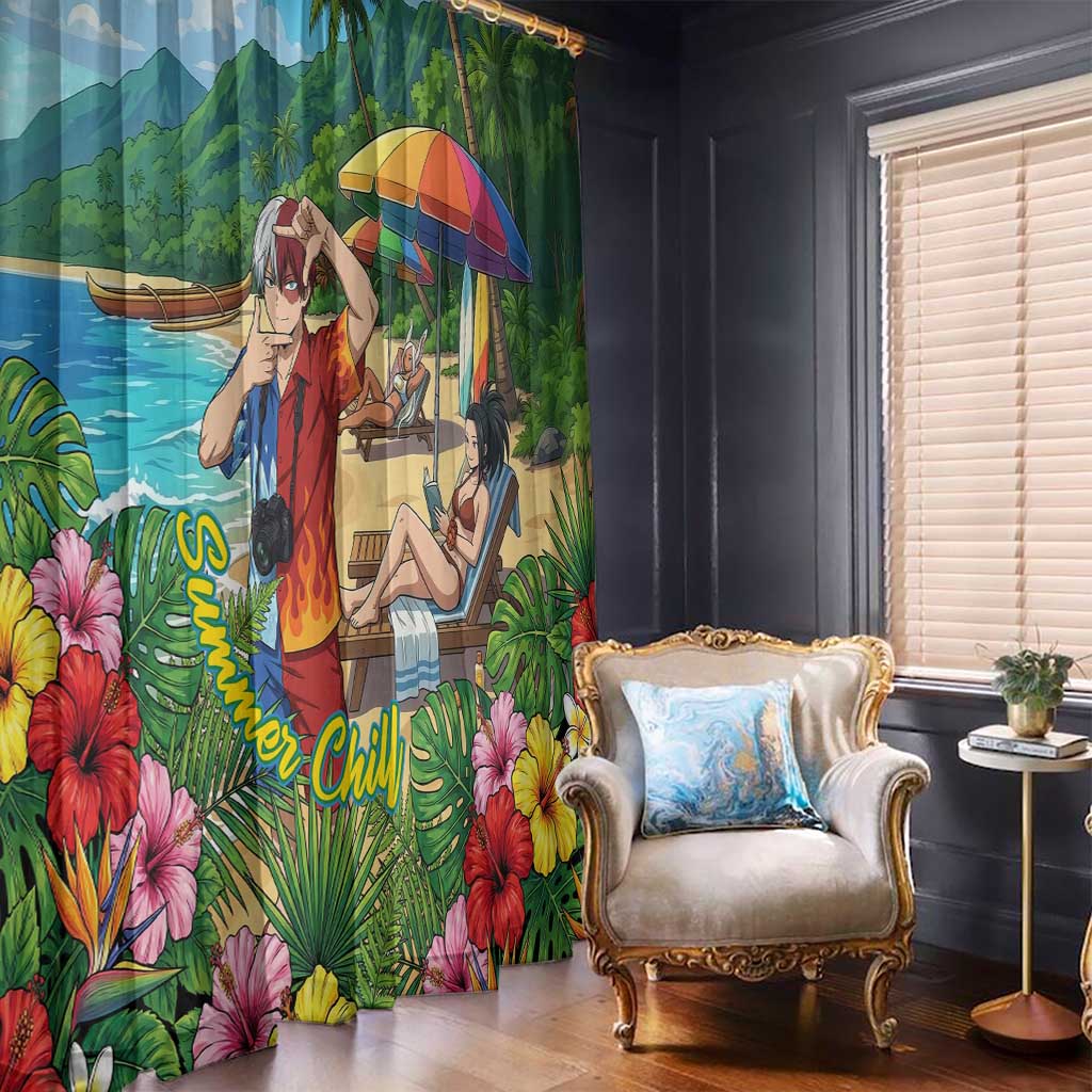 Shoto Todoroki Summer Chill Window Curtain Tropical Anime Leisure Scene