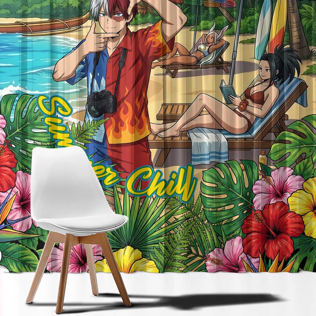 Shoto Todoroki Summer Chill Window Curtain Tropical Anime Leisure Scene